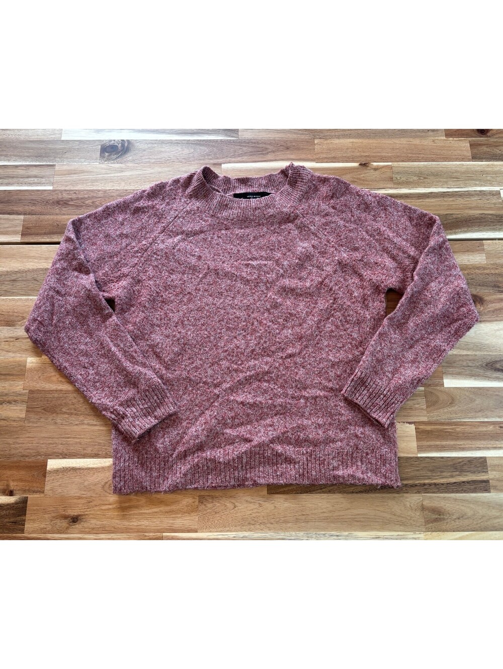 Vero Moda XS Pink Marled Knit Sweater Crew Neck Long Sleeve Cozy Pullover (2164)